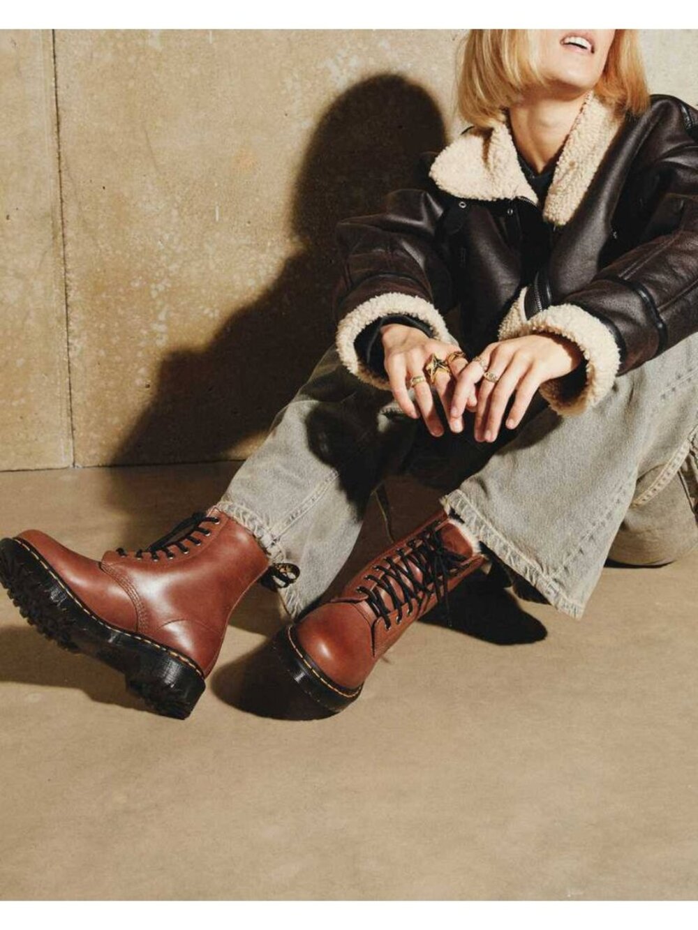 NEW Dr Martens 1460 Serena Women's Faux Fur-Lined Leather Boots Size 6